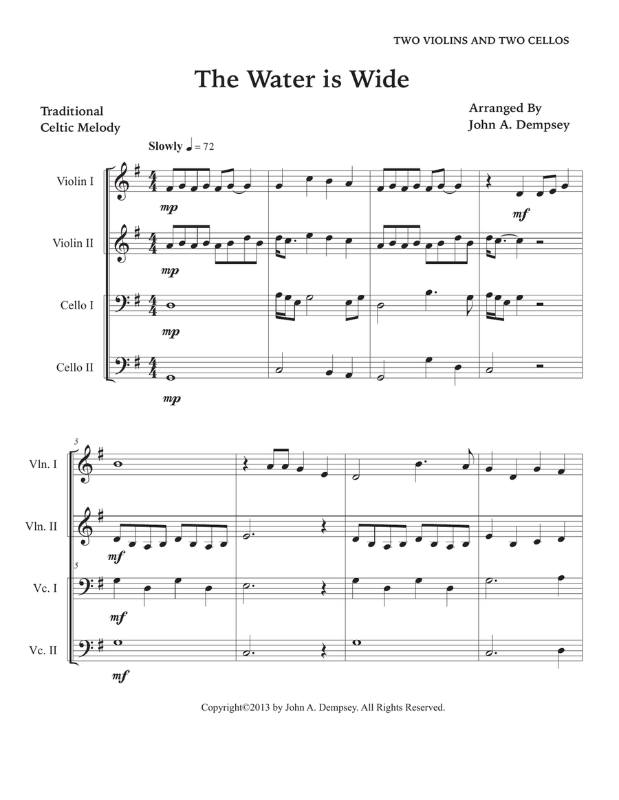 The Water is Wide (String Quartet): Two Violins and Two Cellos String Quartet scores gallery preview page 5