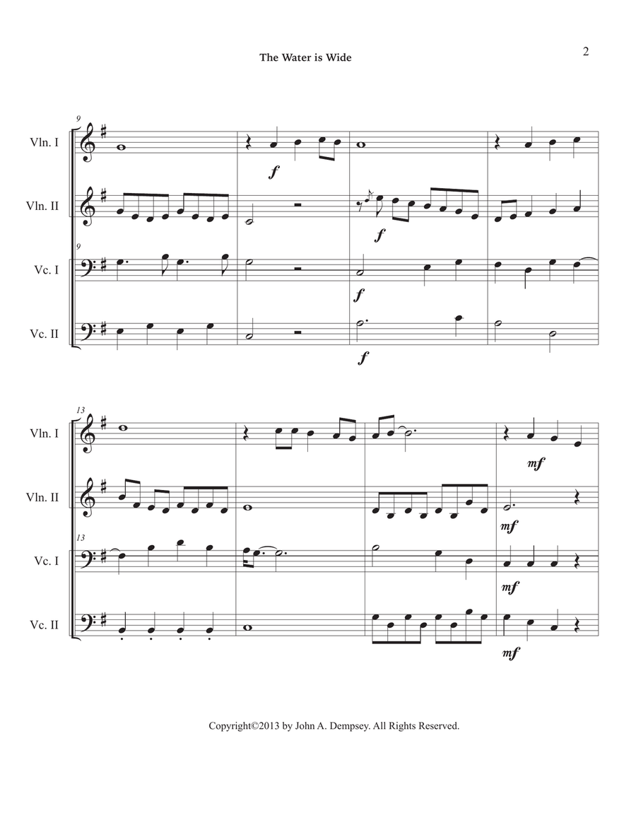 The Water is Wide (String Quartet): Two Violins and Two Cellos String Quartet scores gallery preview page 6