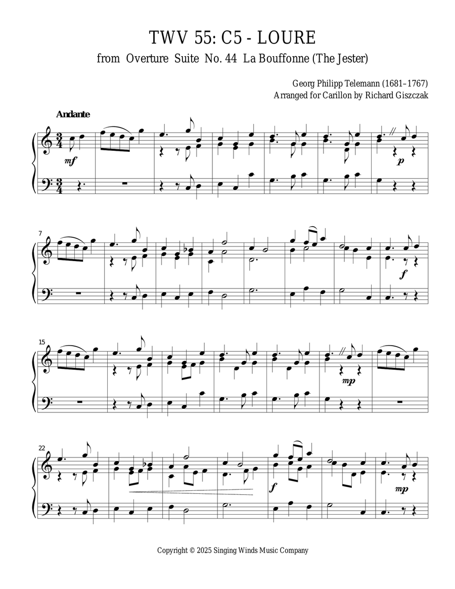 TWV 55: C5 - Loure (OS 44 La Bouffonne) Chamber Music scores gallery preview page 1