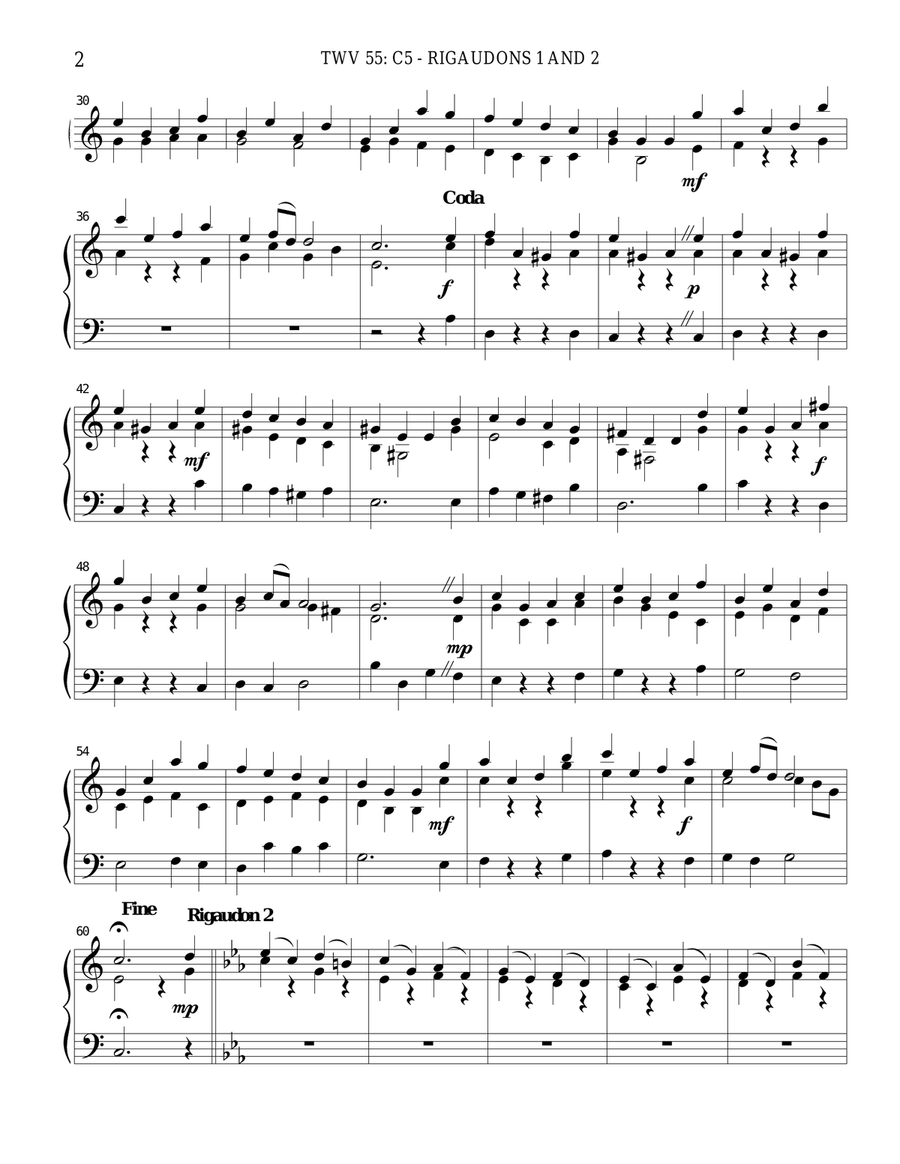 TWV 55: C5 - Rigaudons 1 and 2 (OS 44 La Bouffonne) Chamber Music scores gallery preview page 2