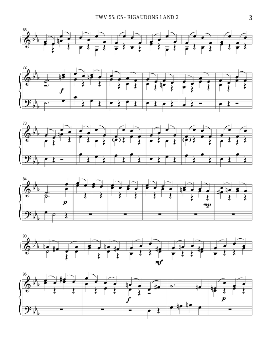 TWV 55: C5 - Rigaudons 1 and 2 (OS 44 La Bouffonne) Chamber Music scores gallery preview page 3