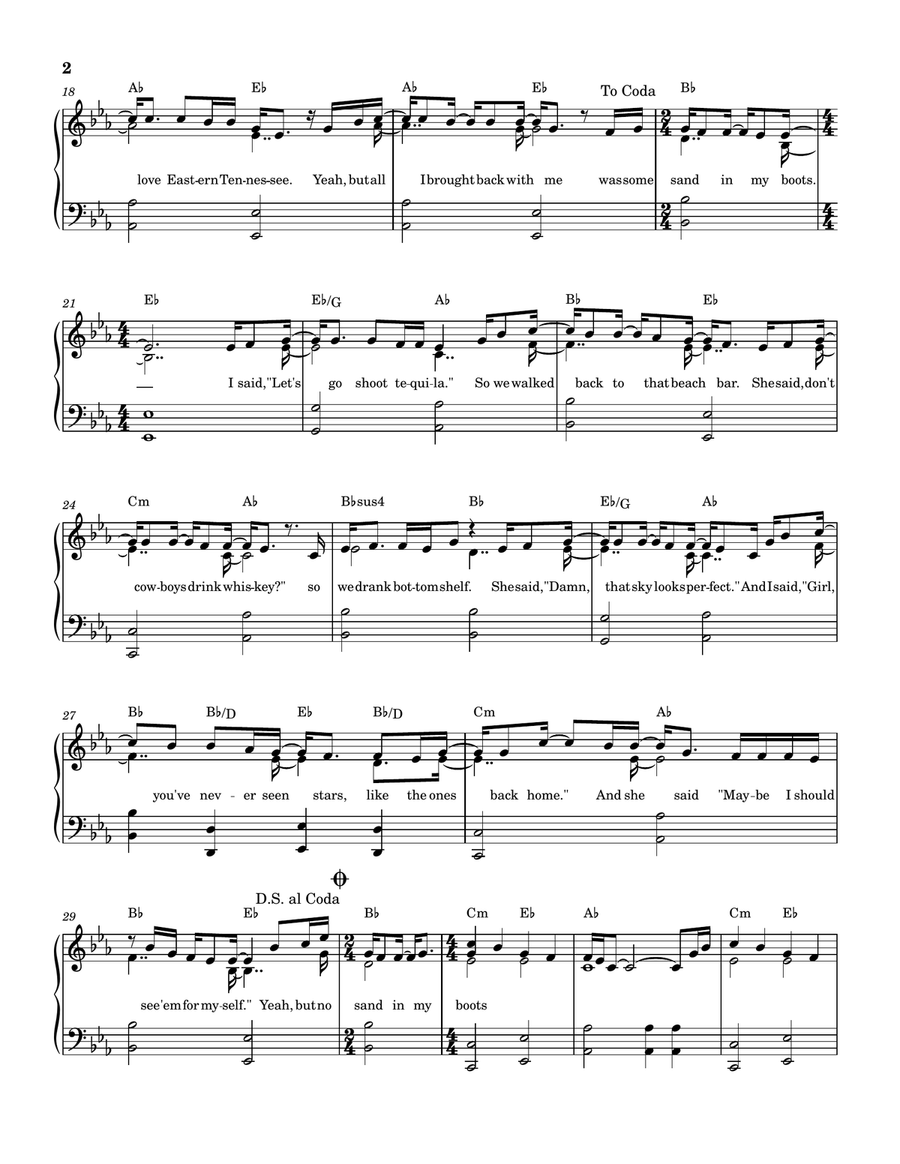 Sand In My Boots Sand In My Boots Piano, Vocal scores gallery preview page 2