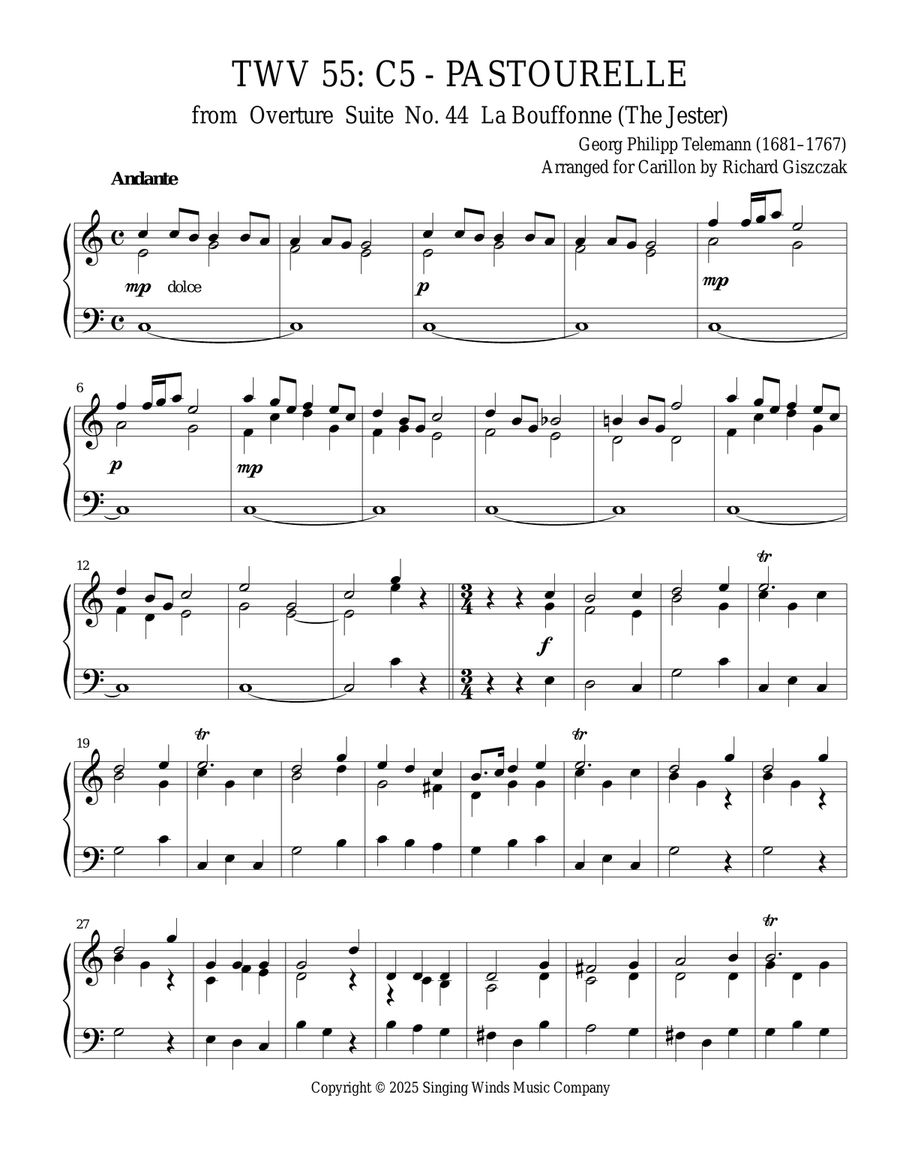 TWV 55: C5 - Pastourelle (OS 44 La Bouffonne) Chamber Music scores gallery preview page 1