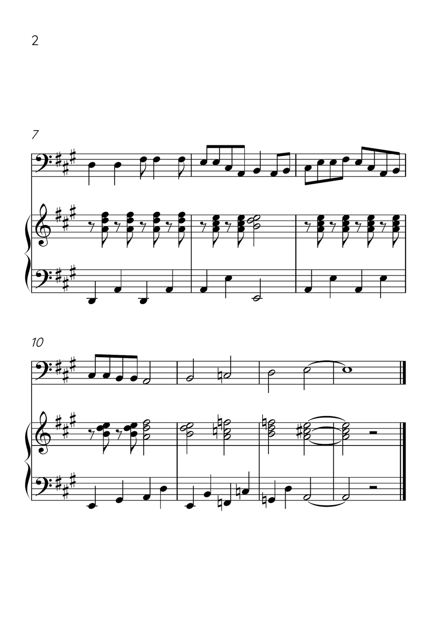 Oh! Susanna - Cello and Piano in A Major - Easy Level - Sheet Music Piano scores gallery preview page 2