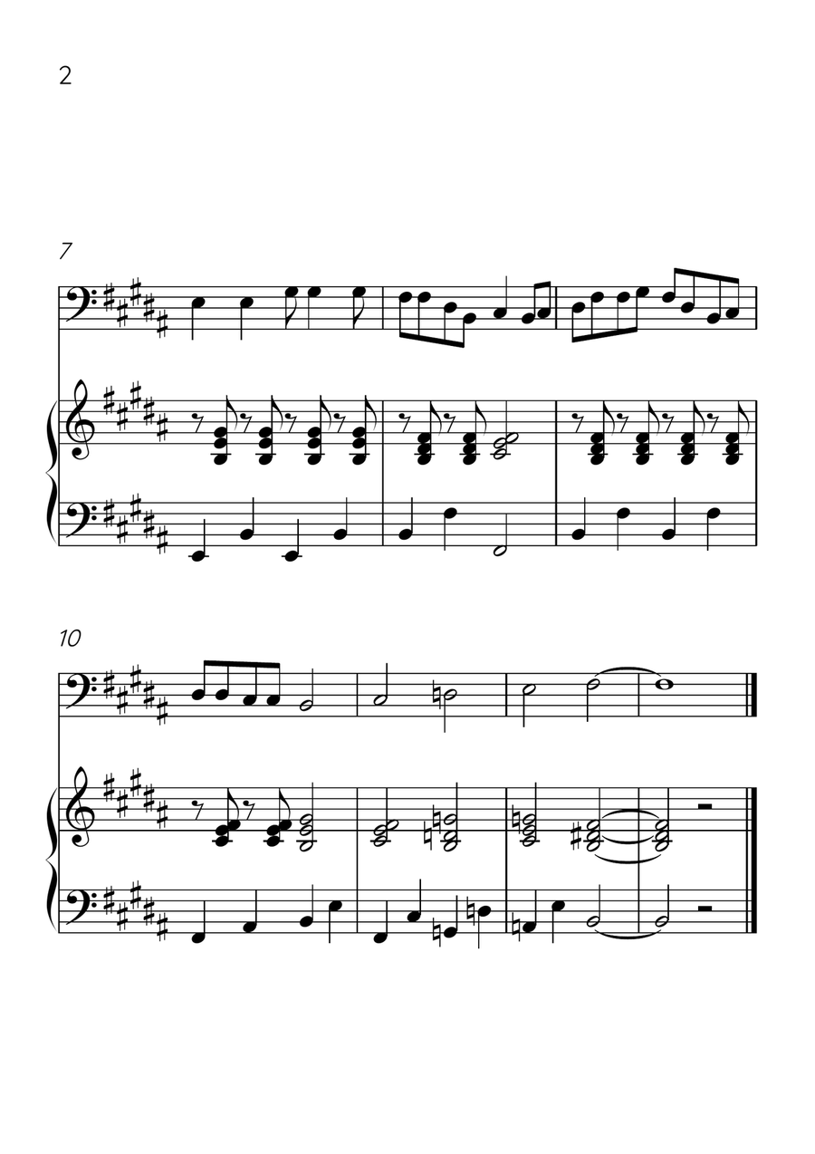 Oh! Susanna - Cello and Piano in Ab Major - Easy Level - Sheet Music Piano scores gallery preview page 2