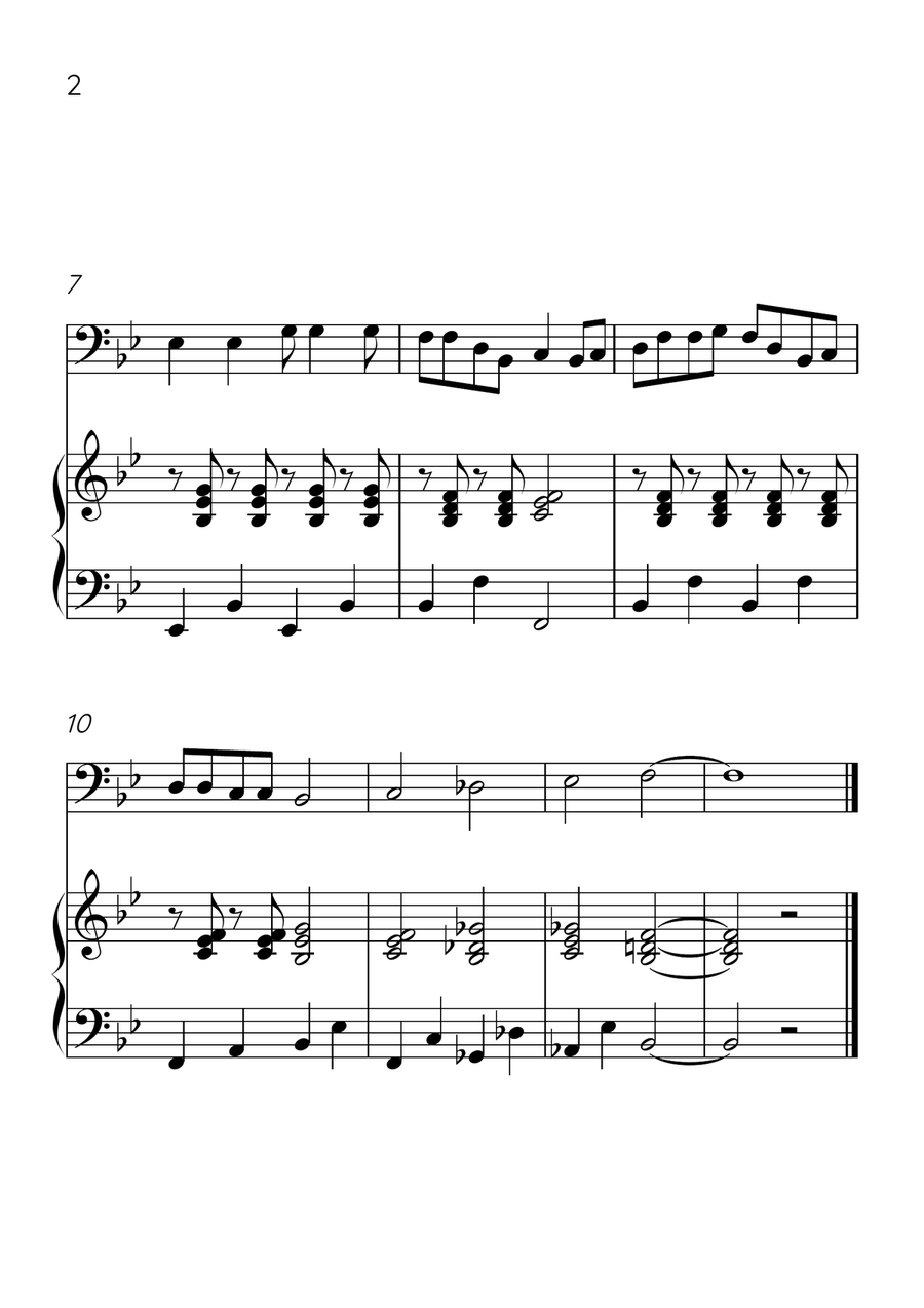 Oh! Susanna - Cello and Piano in Bb Major - Easy Level - Sheet Music Piano scores gallery preview page 2
