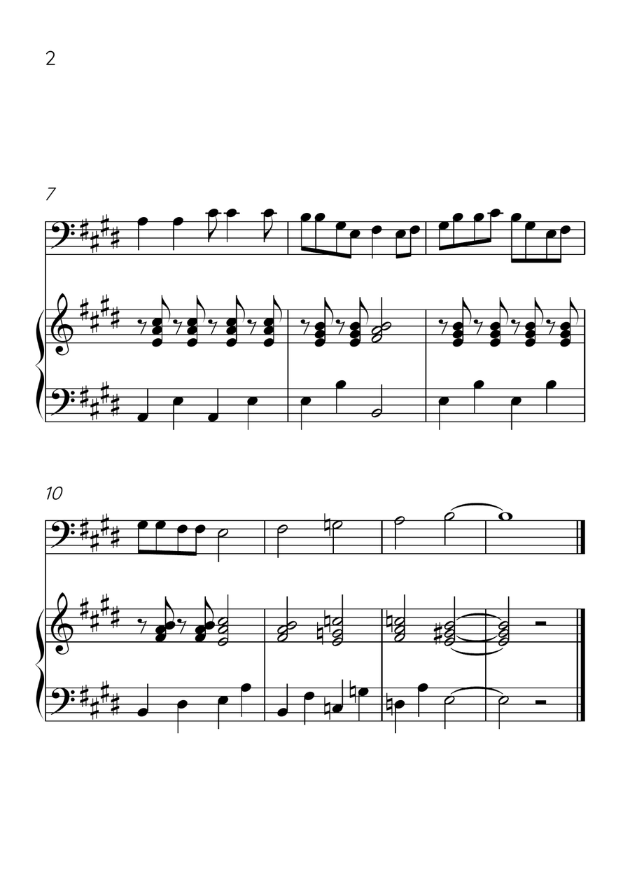 Oh! Susanna - Cello and Piano in E Major - Easy Level - Sheet Music Piano scores gallery preview page 2