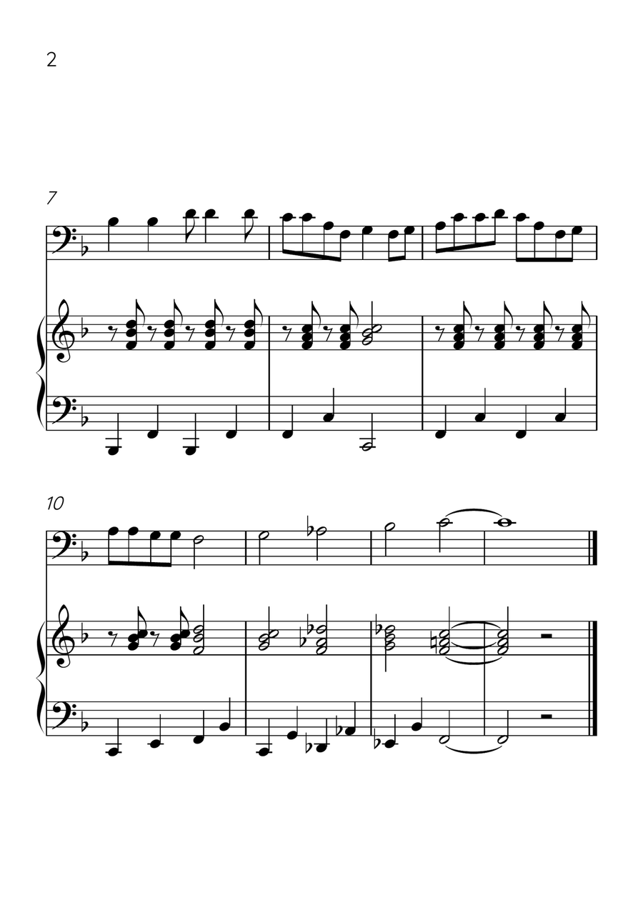 Oh! Susanna - Cello and Piano in F Major - Easy Level - Sheet Music Piano scores gallery preview page 2