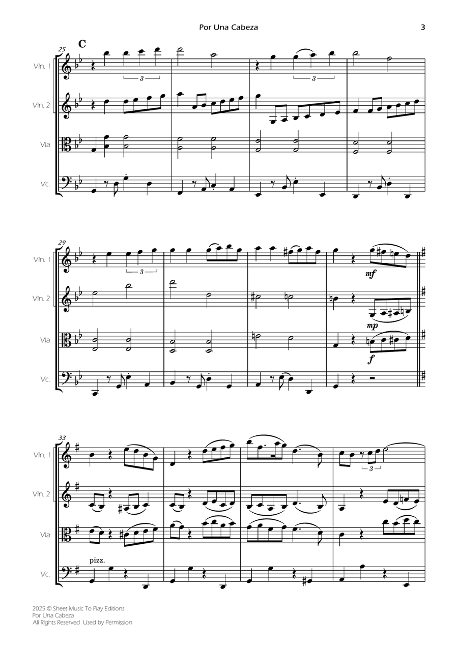 Por Una Cabeza - String Quartet (Full Score) - Score Only String Quartet scores gallery preview page 3