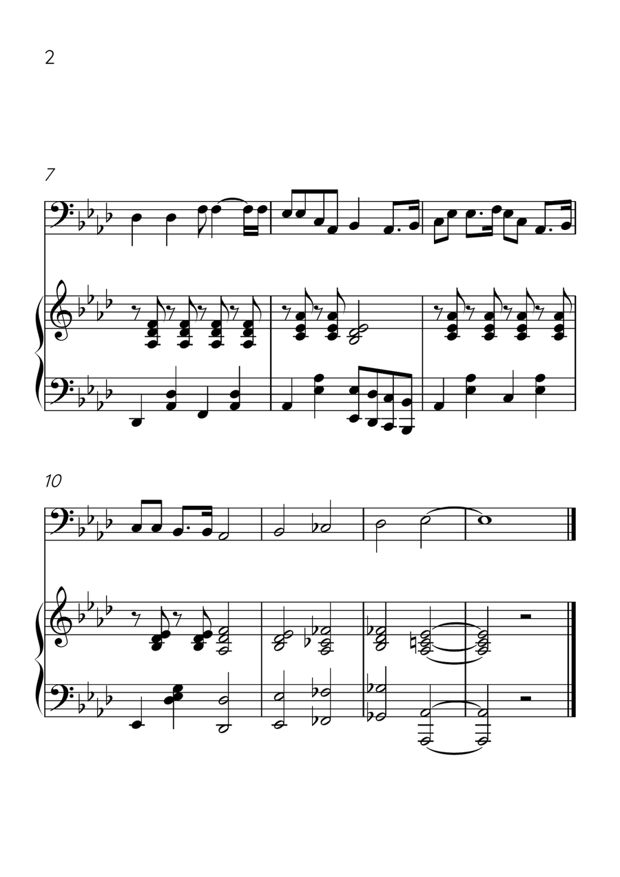 Oh! Susanna - Cello and Piano in Ab Major - Intermediate Level - Sheet Music Piano scores gallery preview page 2