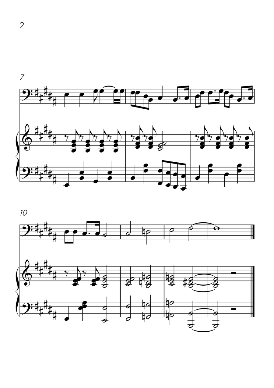 Oh! Susanna - Cello and Piano in B Major - Intermediate Level - Sheet Music Piano scores gallery preview page 2
