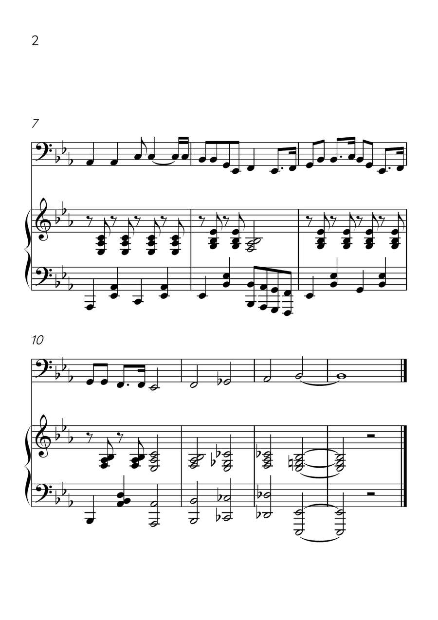 Oh! Susanna - Cello and Piano in Eb Major - Intermediate Level - Sheet Music Piano scores gallery preview page 2