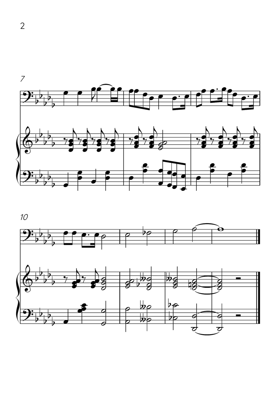 Oh! Susanna - Cello and Piano in Db Major - Intermediate Level - Sheet Music Piano scores gallery preview page 2