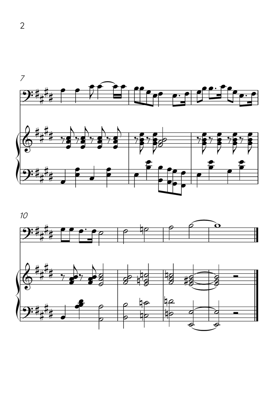Oh! Susanna - Cello and Piano in E Major - Intermediate Level - Sheet Music Piano scores gallery preview page 2