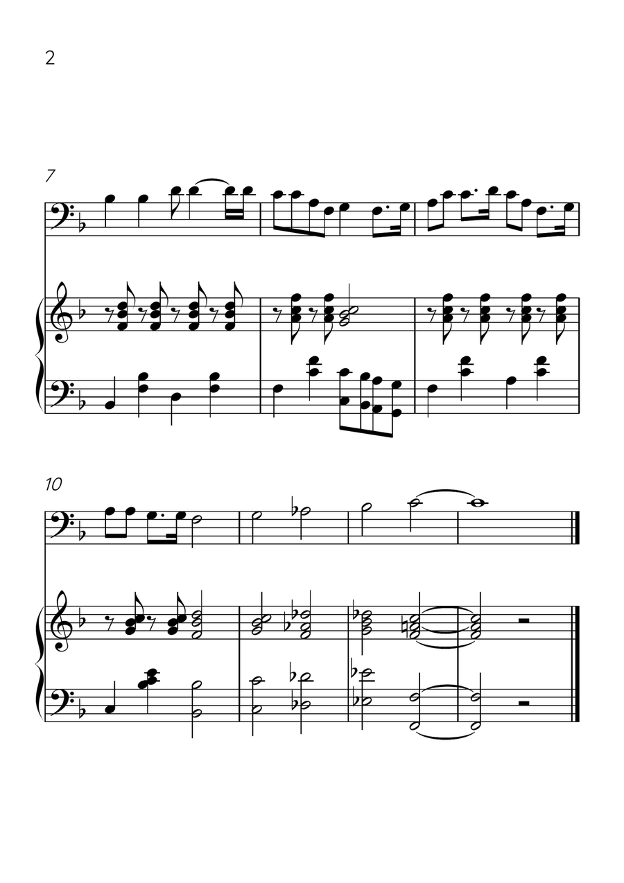 Oh! Susanna - Cello and Piano in F Major - Intermediate Level - Sheet Music Piano scores gallery preview page 2