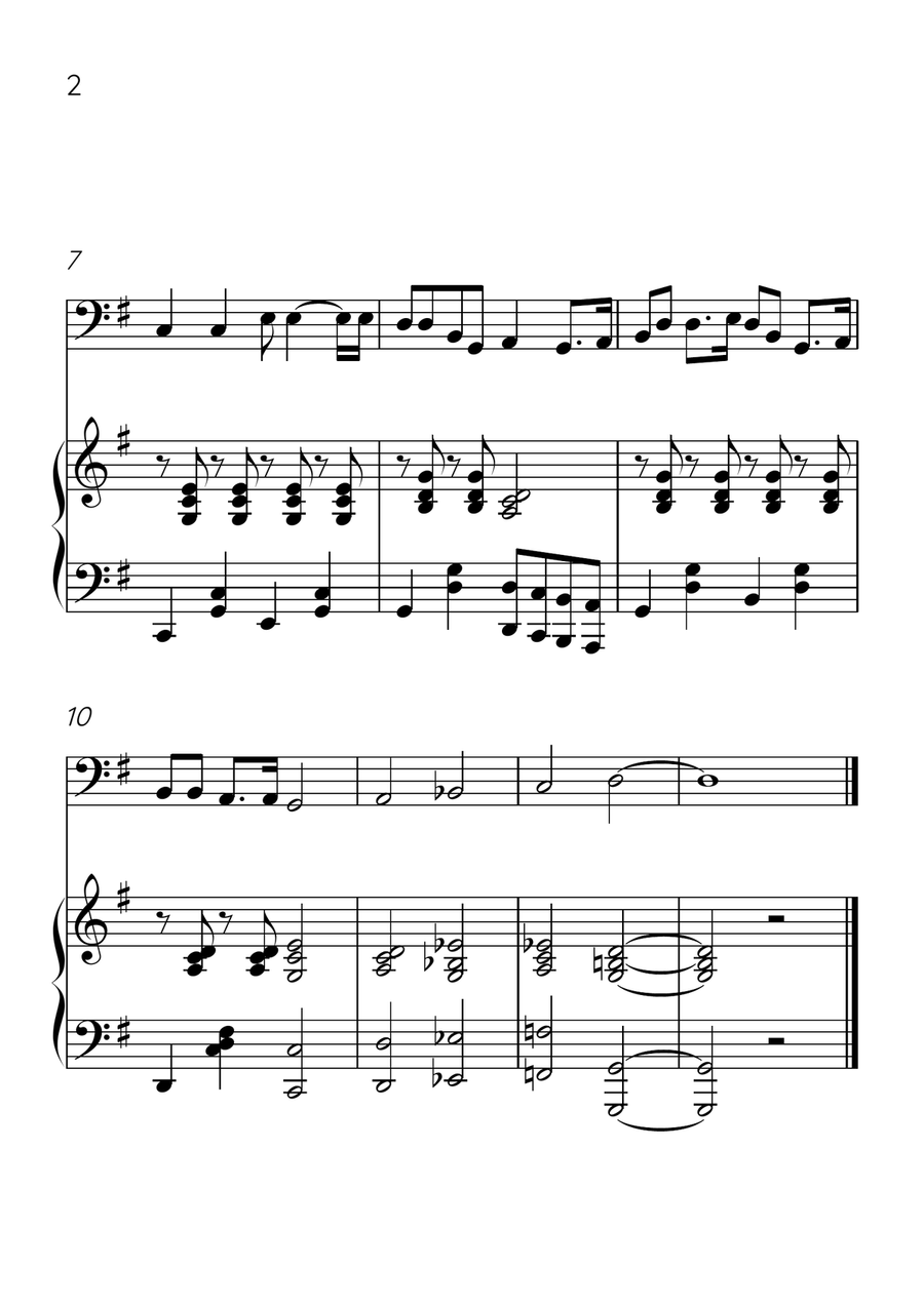 Oh! Susanna - Cello and Piano in G Major - Intermediate Level - Sheet Music Piano scores gallery preview page 2