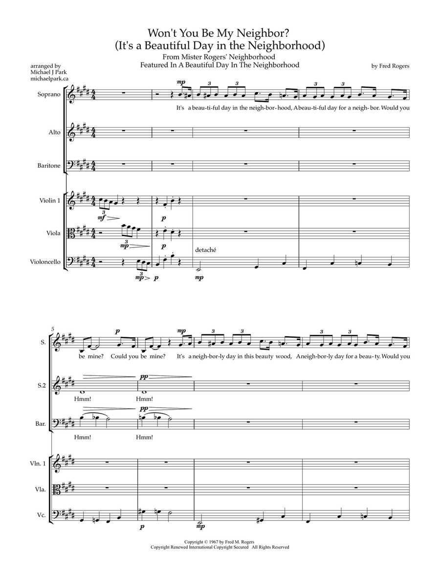 Won't You Be My Neighbor? (It's A Beautiful Day In The Neighborhood) Choir scores gallery preview page 1