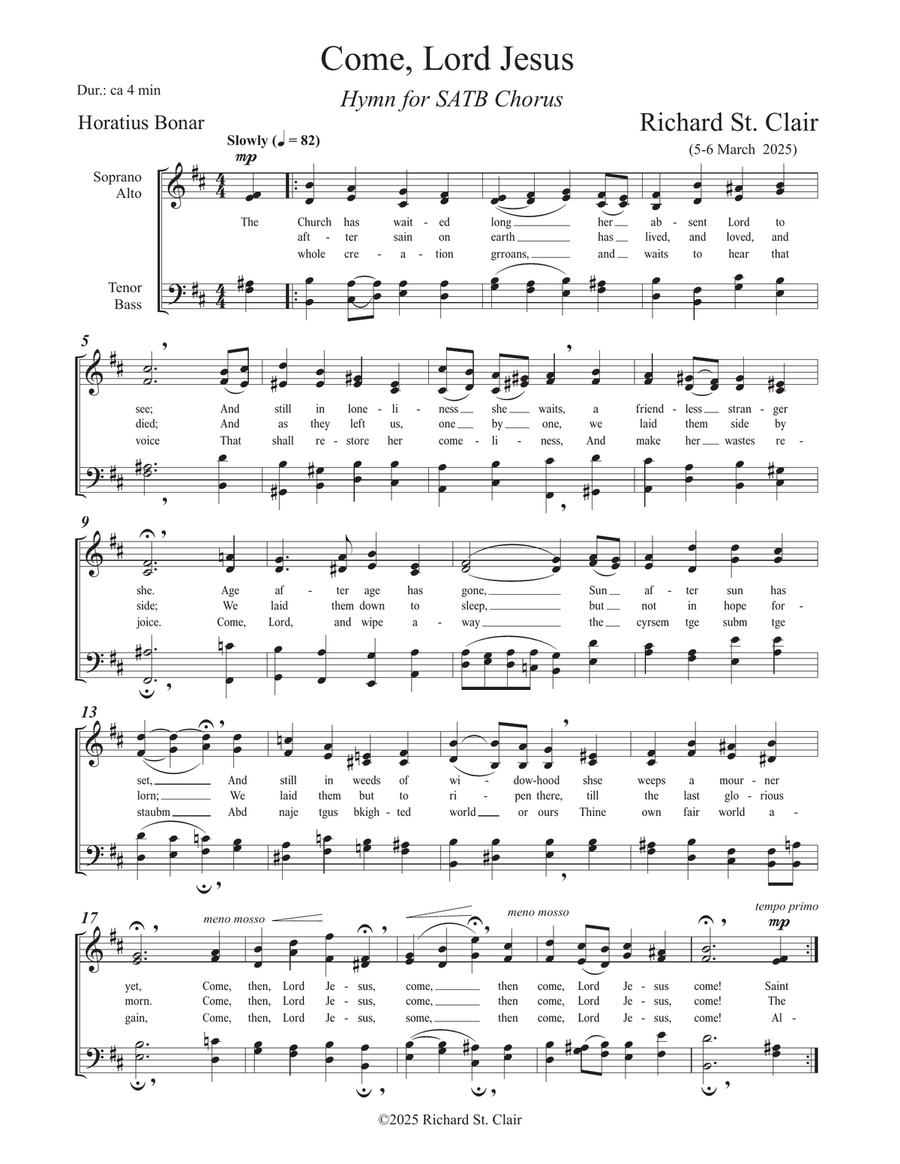 Come, Lord Jesus 4-Part scores gallery preview page 1