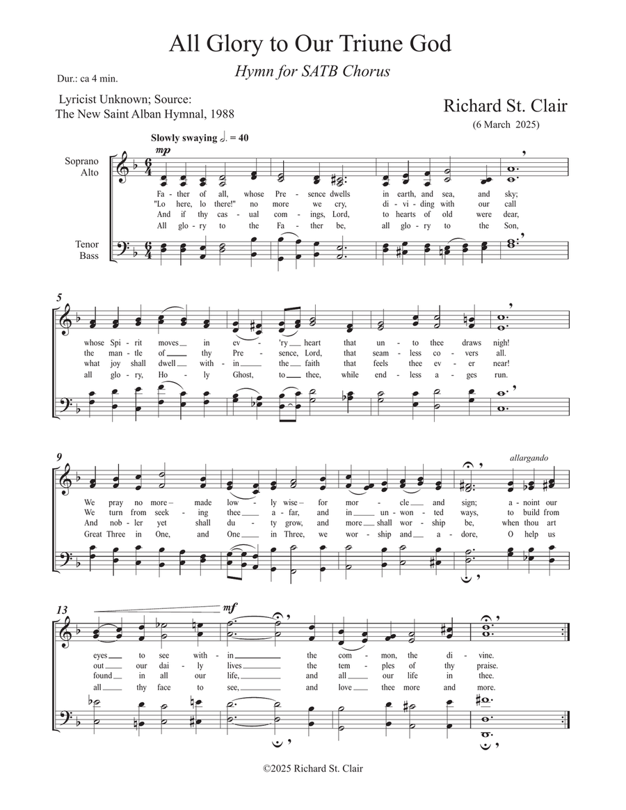 All Glory to Our Triune God 4-Part scores gallery preview page 1
