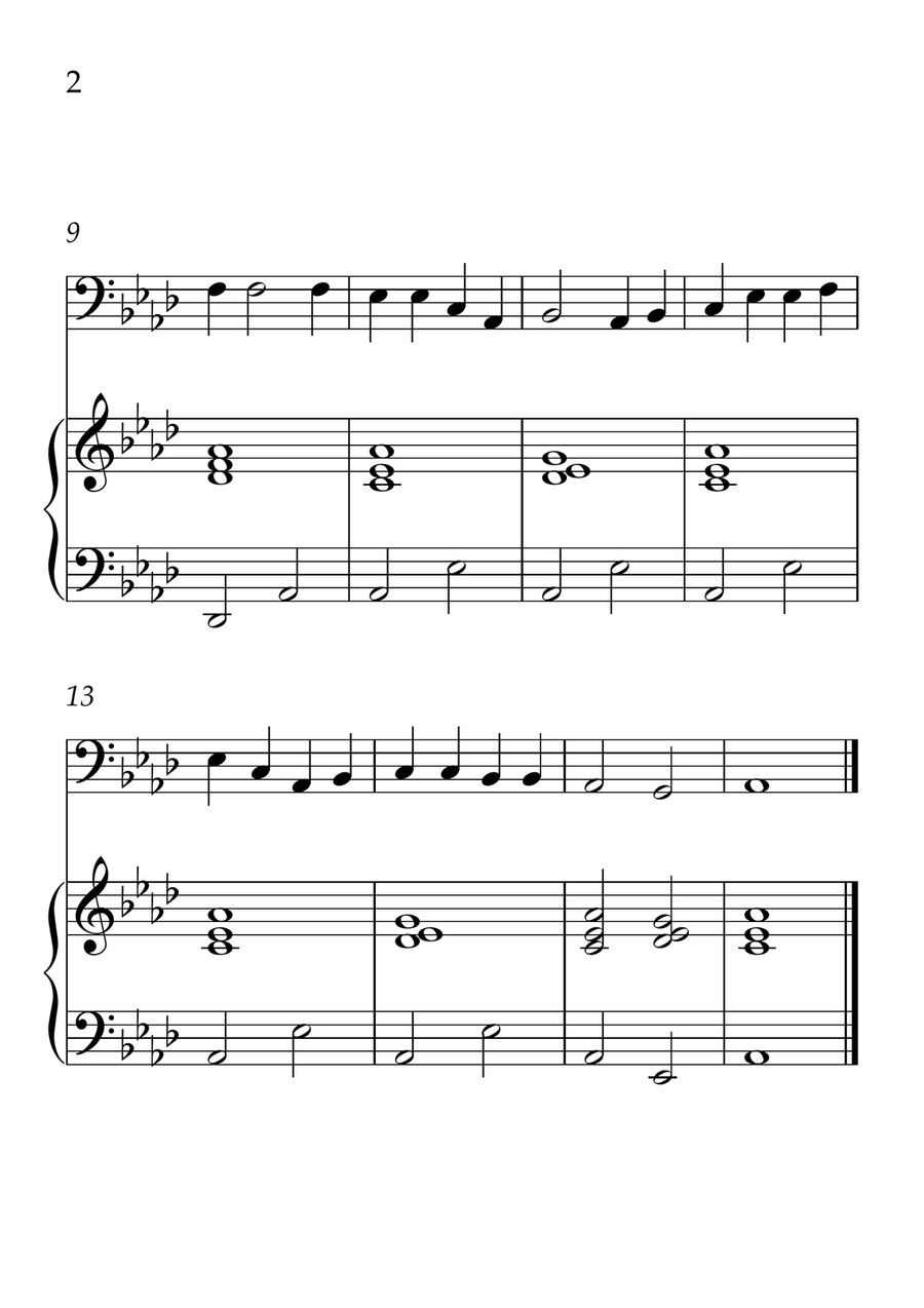 Oh! Susanna - Cello and Piano in Ab Major - Beginner Level - Sheet Music Piano scores gallery preview page 2