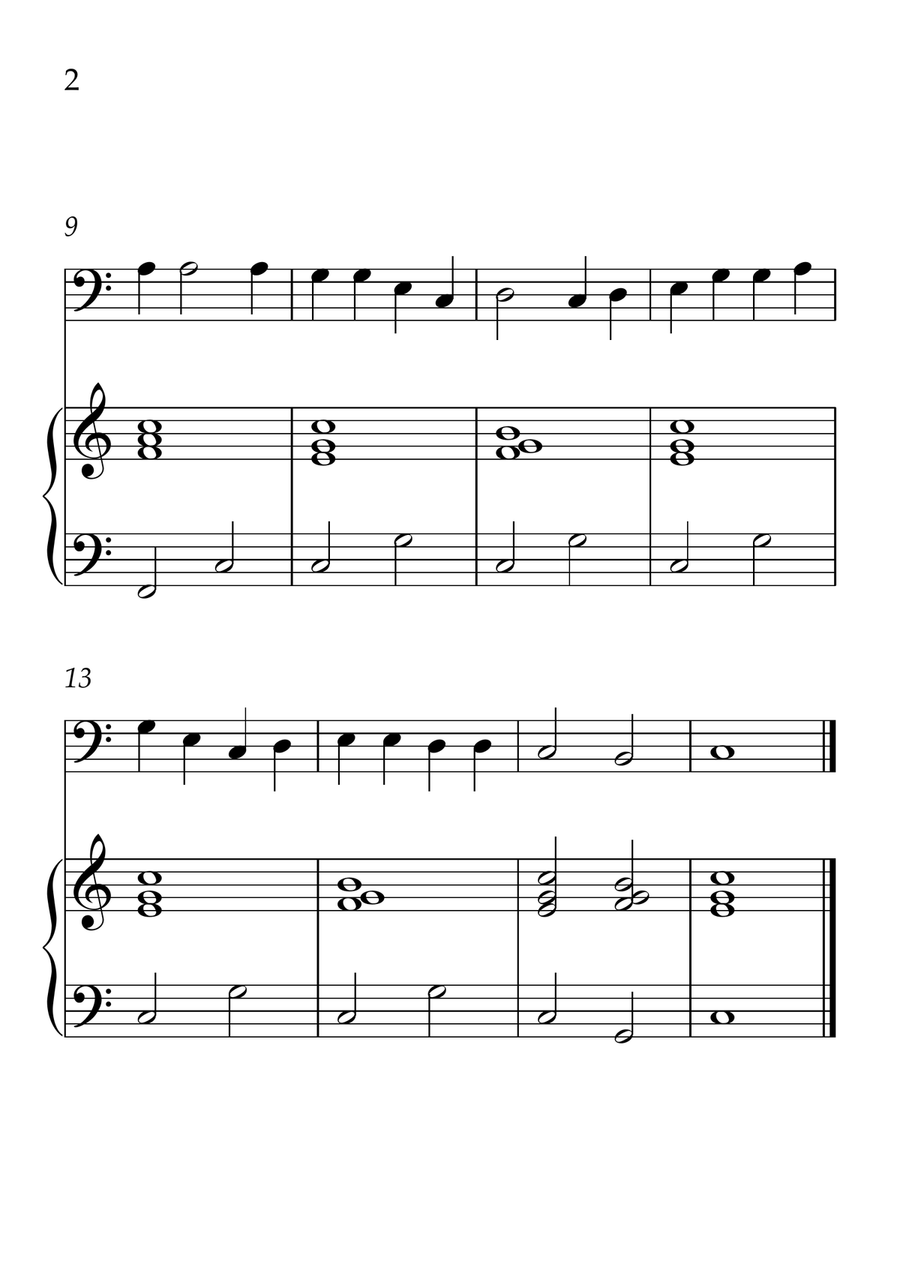 Oh! Susanna - Cello and Piano in C Major - Beginner Level - Sheet Music Piano scores gallery preview page 2