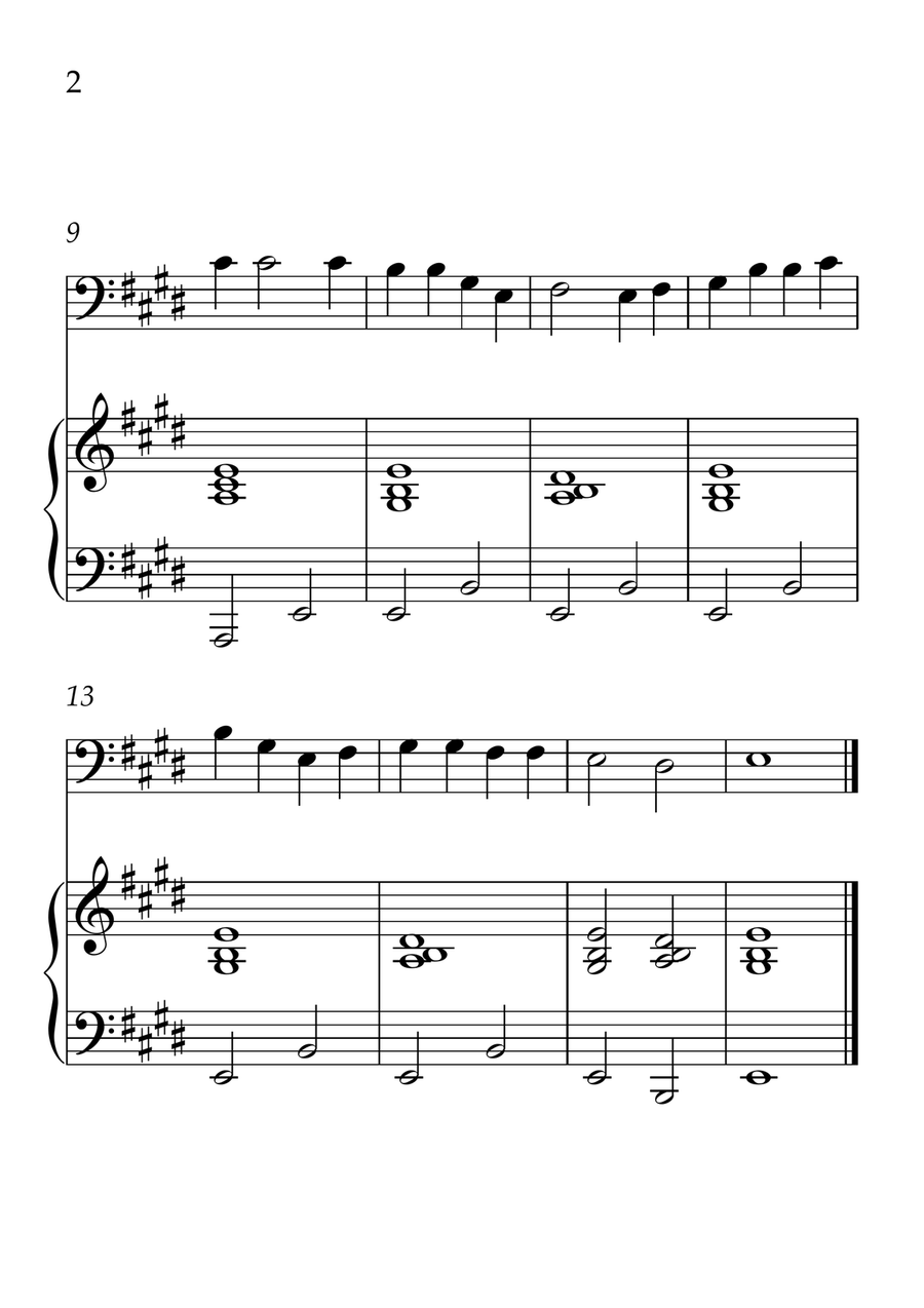 Oh! Susanna - Cello and Piano in E Major - Beginner Level - Sheet Music Piano scores gallery preview page 2