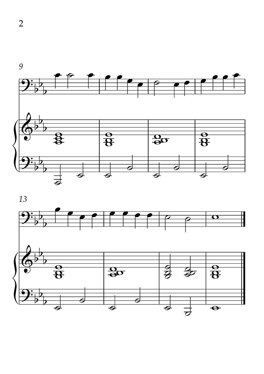 Oh! Susanna - Cello and Piano in Eb Major - Beginner Level - Sheet Music Piano scores gallery preview page 2
