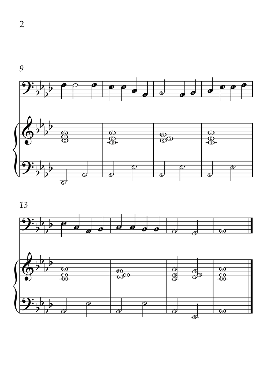 Oh! Susanna - Cello and Piano in Ab Major - Beginner Level Letter Names - Sheet Music Piano scores gallery preview page 2