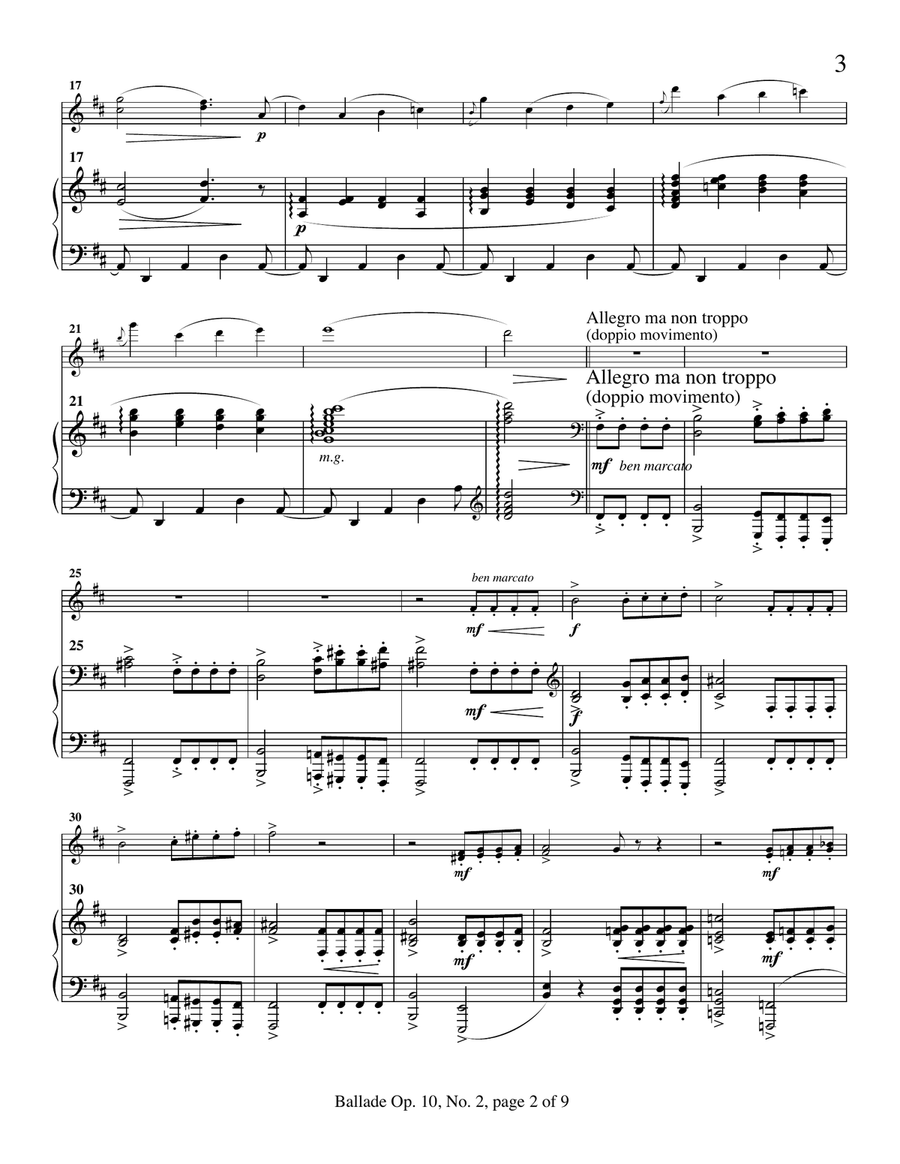 Two Ballades from Opus 10 (No. 2 & 4) by Johannes Brahms for violin and piano Chamber Music scores gallery preview page 4