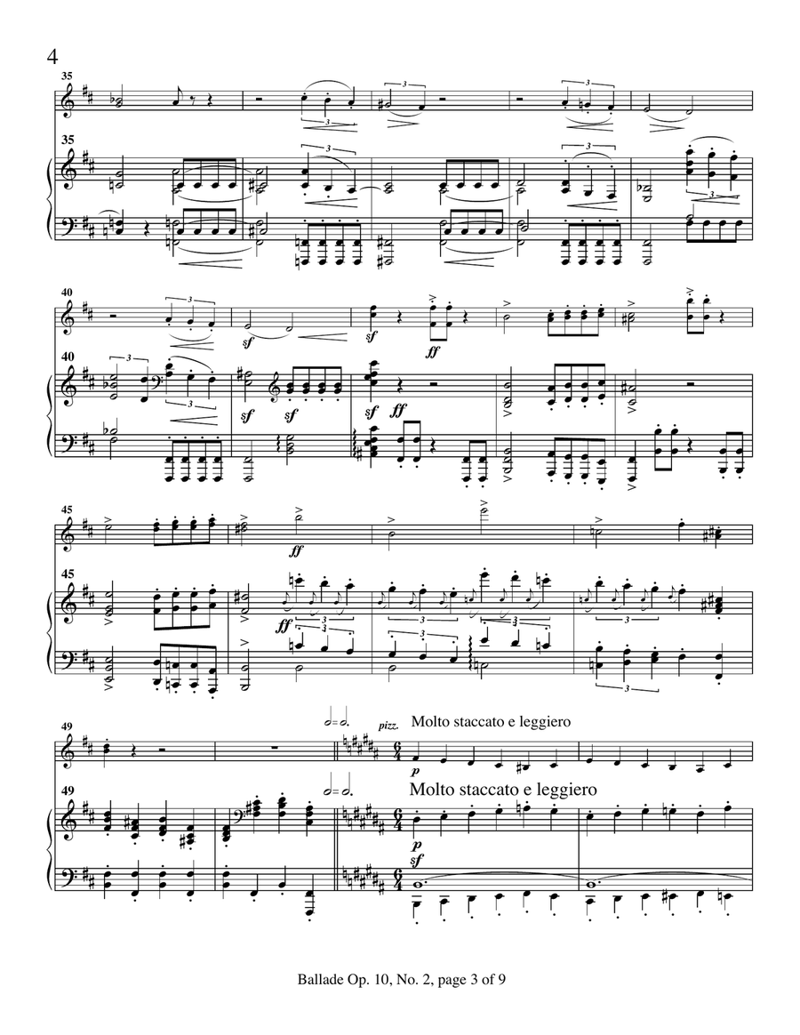 Two Ballades from Opus 10 (No. 2 & 4) by Johannes Brahms for violin and piano Chamber Music scores gallery preview page 5