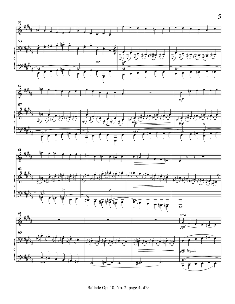 Two Ballades from Opus 10 (No. 2 & 4) by Johannes Brahms for violin and piano Chamber Music scores gallery preview page 6