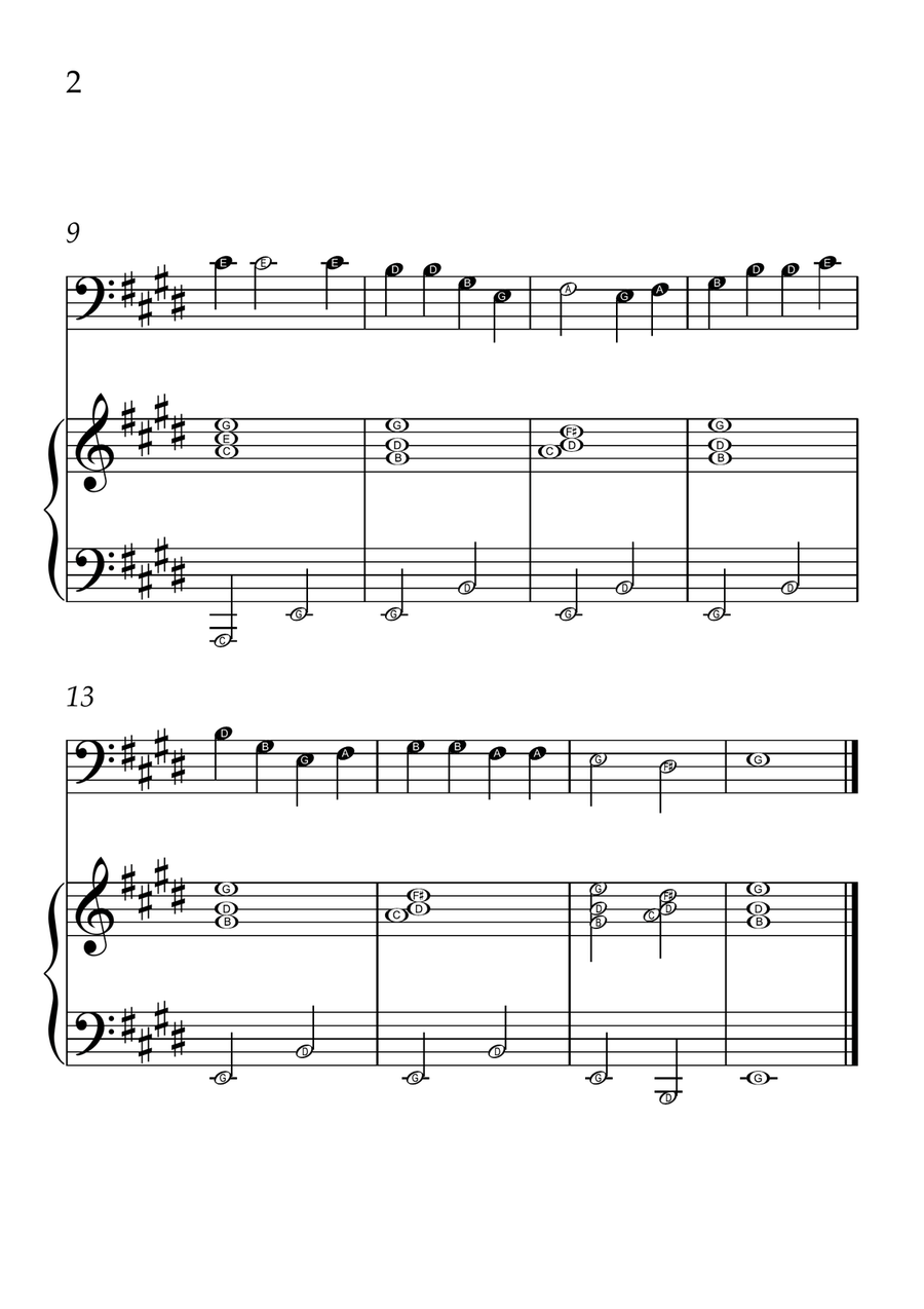 Oh! Susanna - Cello and Piano in E Major - Beginner Level Letter Names - Sheet Music Piano scores gallery preview page 2