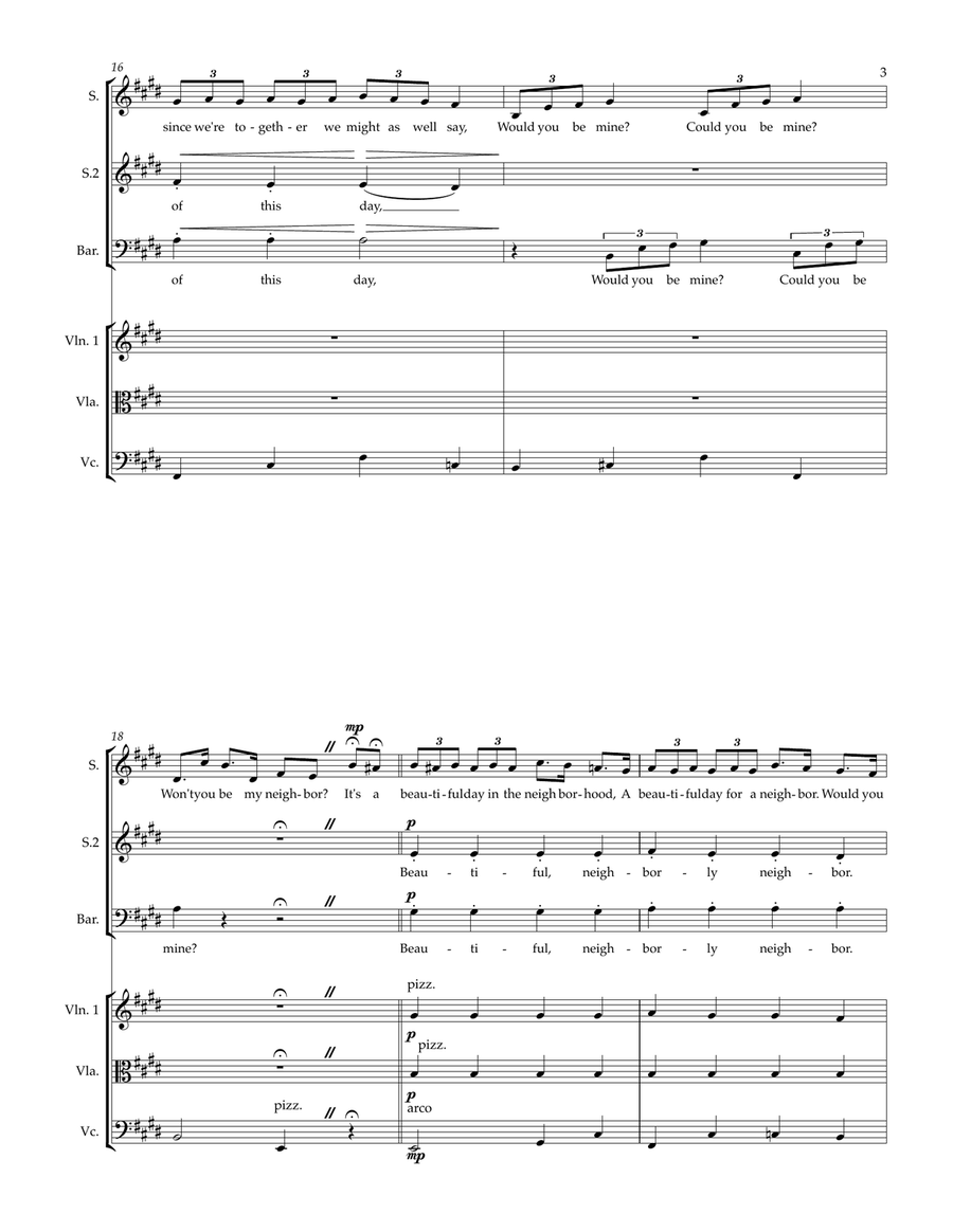 Won't You Be My Neighbor? (It's A Beautiful Day In The Neighborhood) 3-Part scores gallery preview page 3