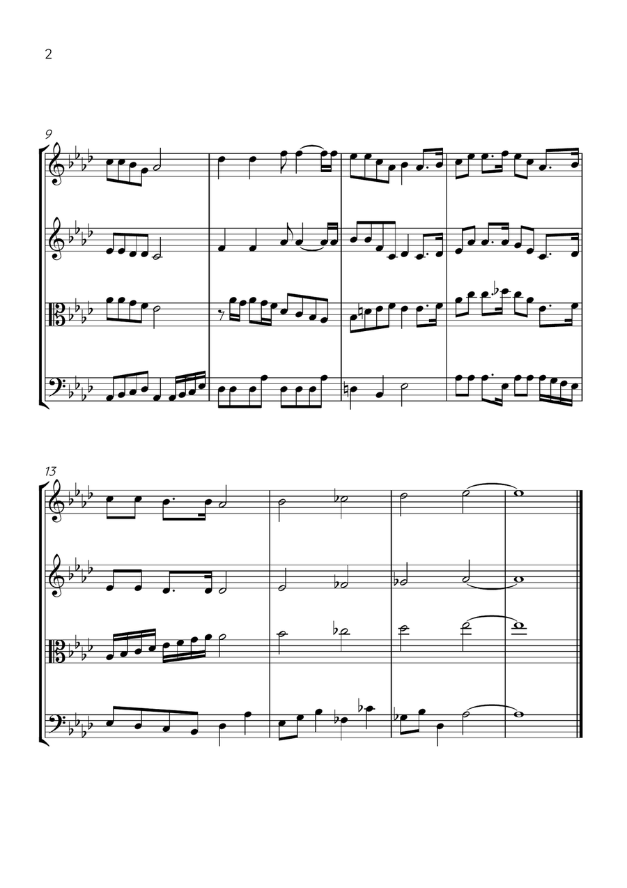 Oh! Susanna - String Quartet in Ab Major - Intermediate Level - Sheet Music String Quartet scores gallery preview page 2
