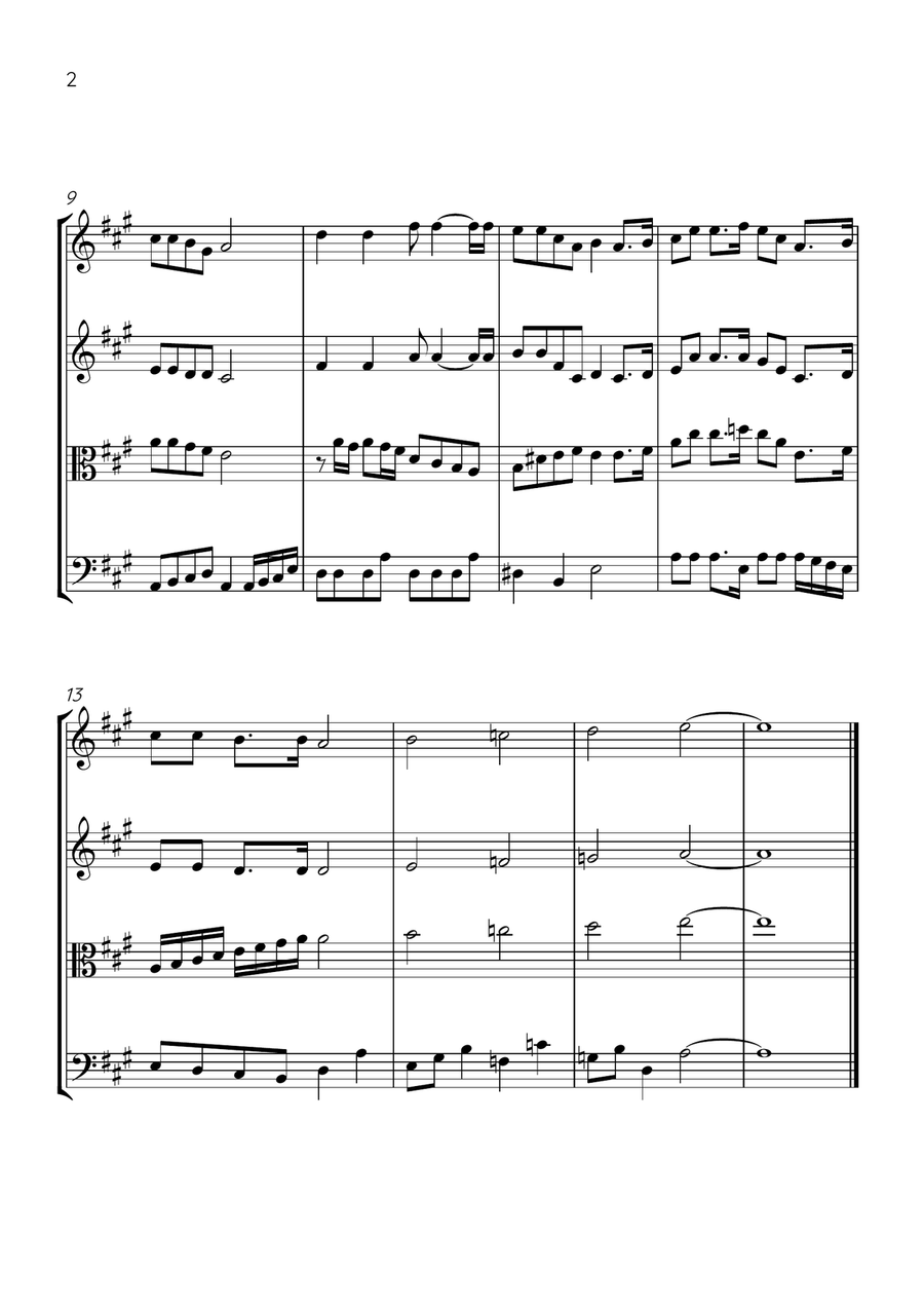Oh! Susanna - String Quartet in A Major - Intermediate Level - Sheet Music String Quartet scores gallery preview page 2