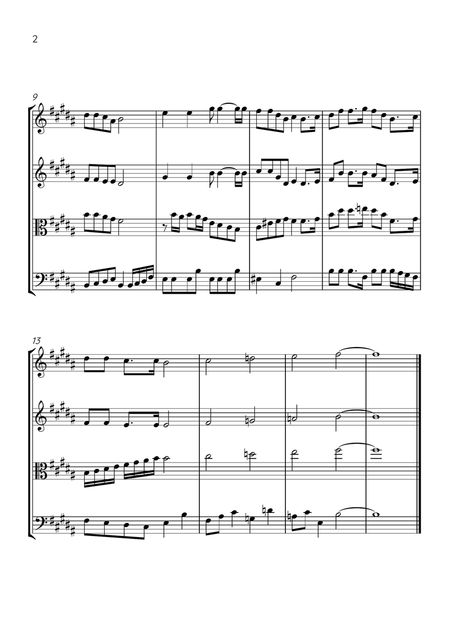Oh! Susanna - String Quartet in B Major - Intermediate Level - Sheet Music String Quartet scores gallery preview page 2
