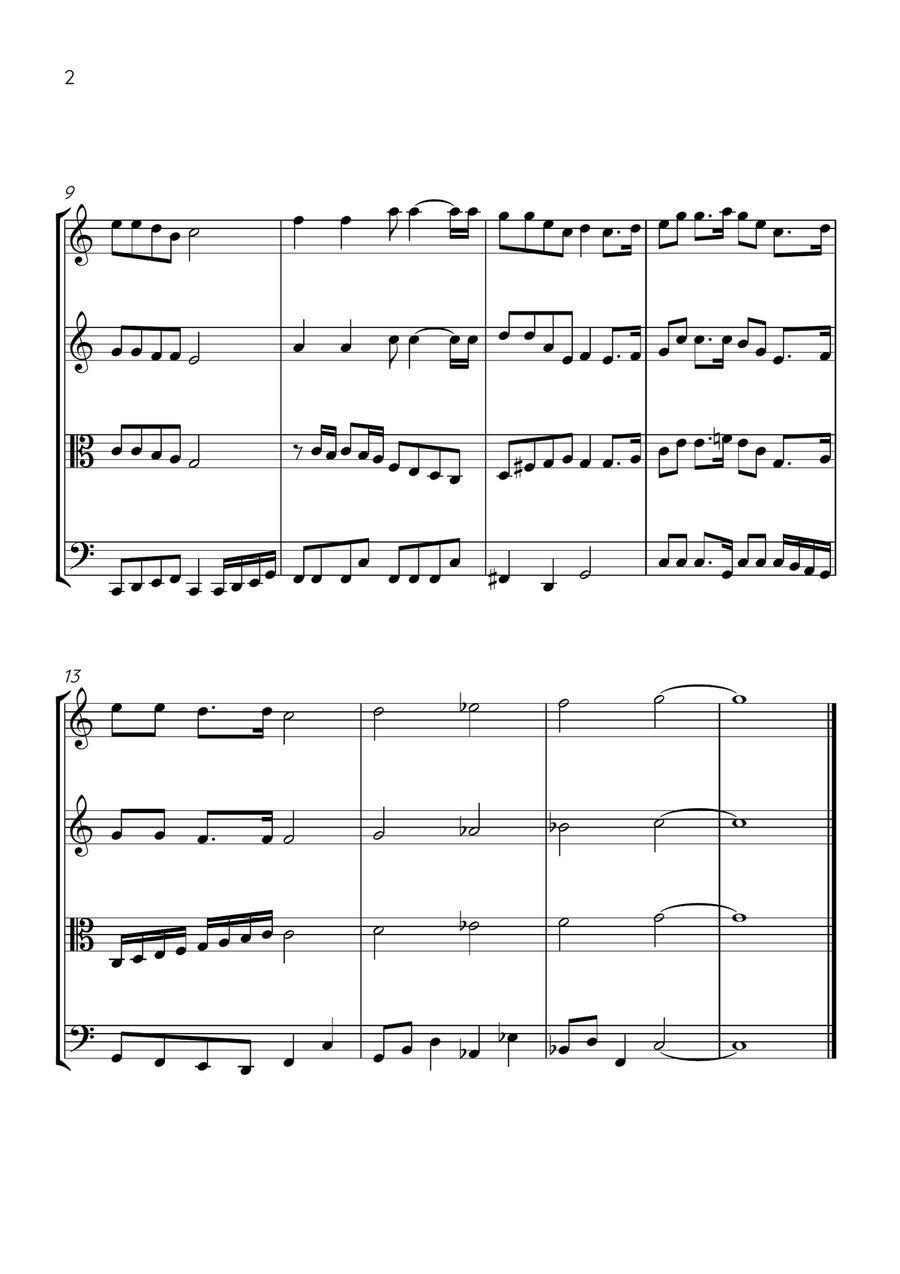 Oh! Susanna - String Quartet in C Major - Intermediate Level - Sheet Music String Quartet scores gallery preview page 2