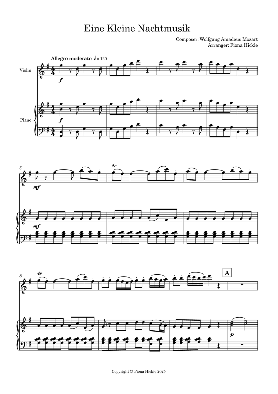 Eine Kleine Nachtmusik: Mov. 1 Violin Solo scores gallery preview page 2