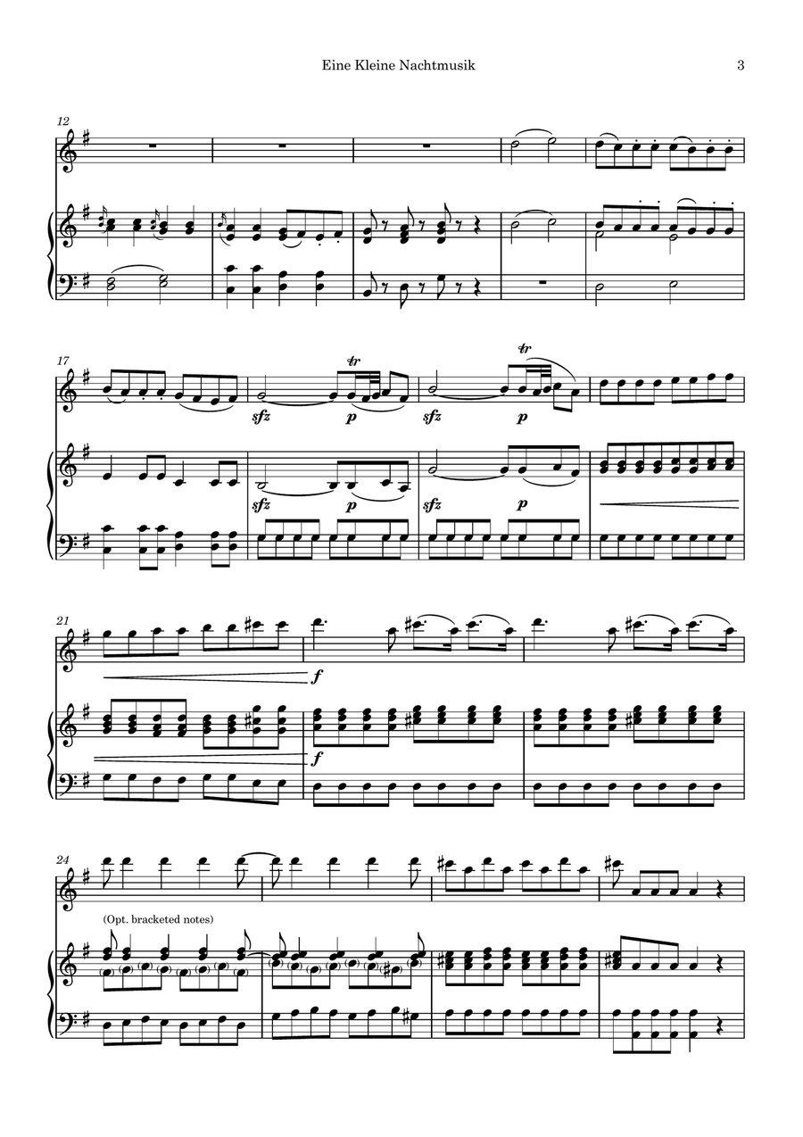 Eine Kleine Nachtmusik: Mov. 1 Violin Solo scores gallery preview page 3
