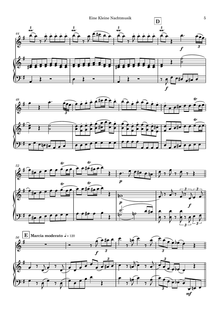 Eine Kleine Nachtmusik: Mov. 1 Violin Solo scores gallery preview page 5