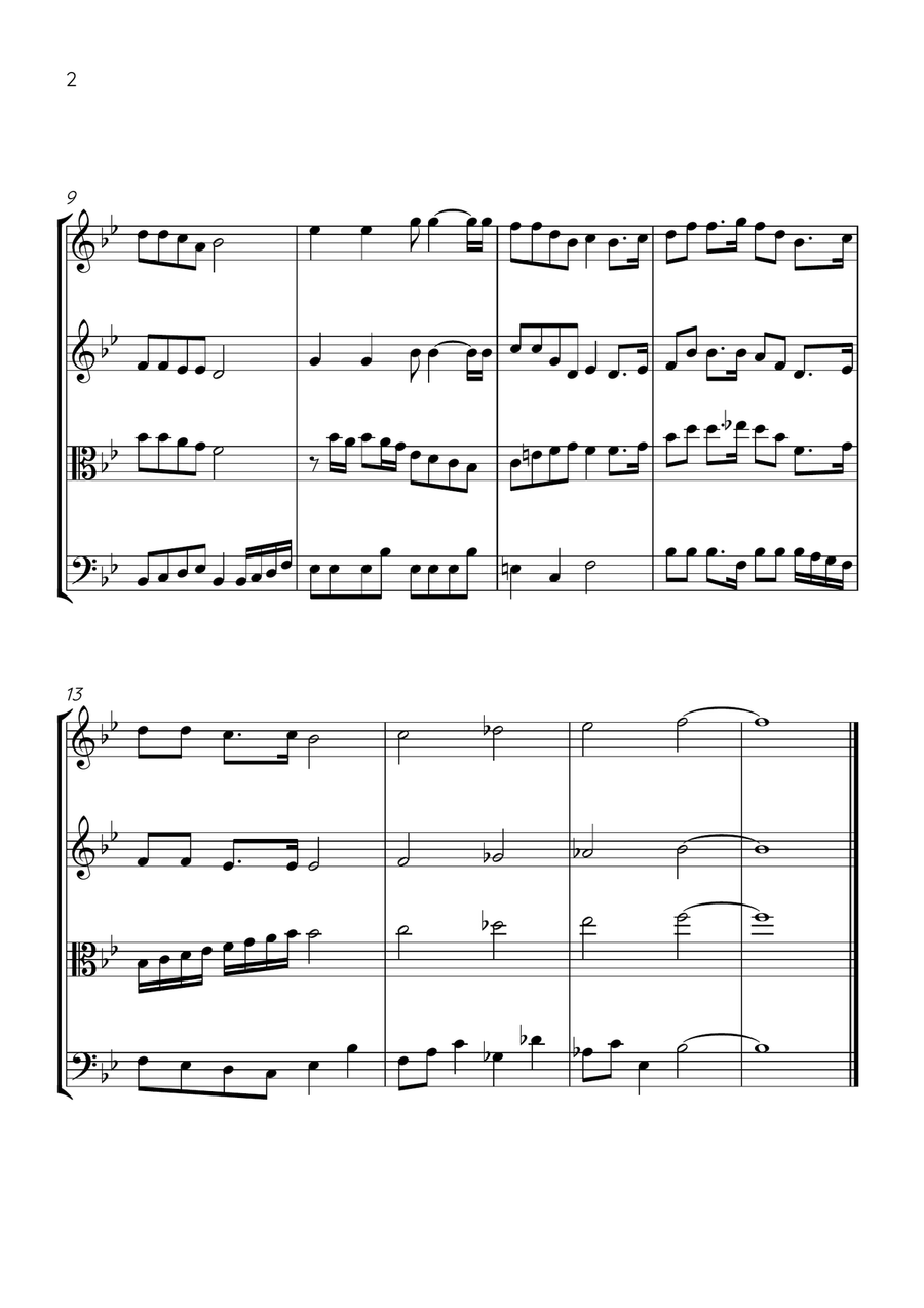 Oh! Susanna - String Quartet in Bb Major - Intermediate Level - Sheet Music String Quartet scores gallery preview page 2