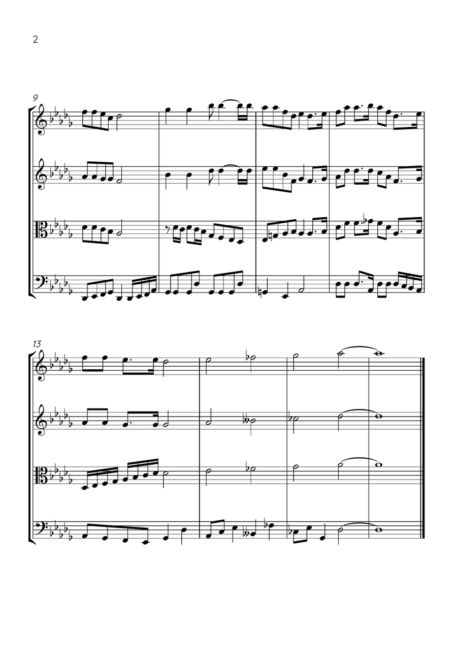 Oh! Susanna - String Quartet in Db Major - Intermediate Level - Sheet Music String Quartet scores gallery preview page 2