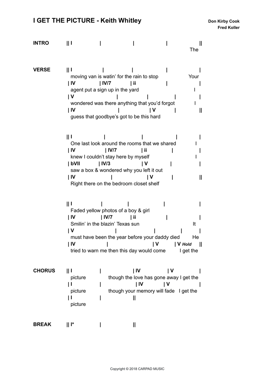 I Get The Picture I Get The Picture Piano scores gallery preview page 1