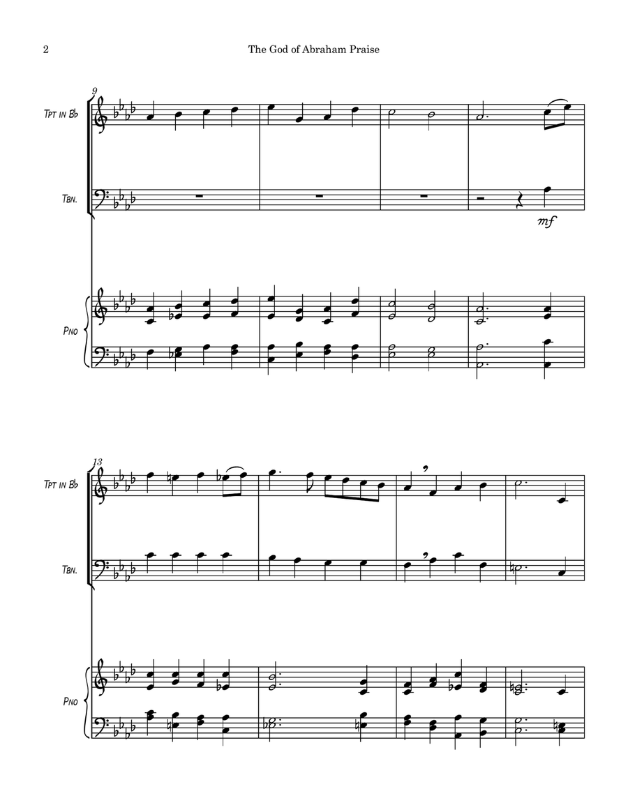 The God of Abraham Praise Trombone Duet scores gallery preview page 3