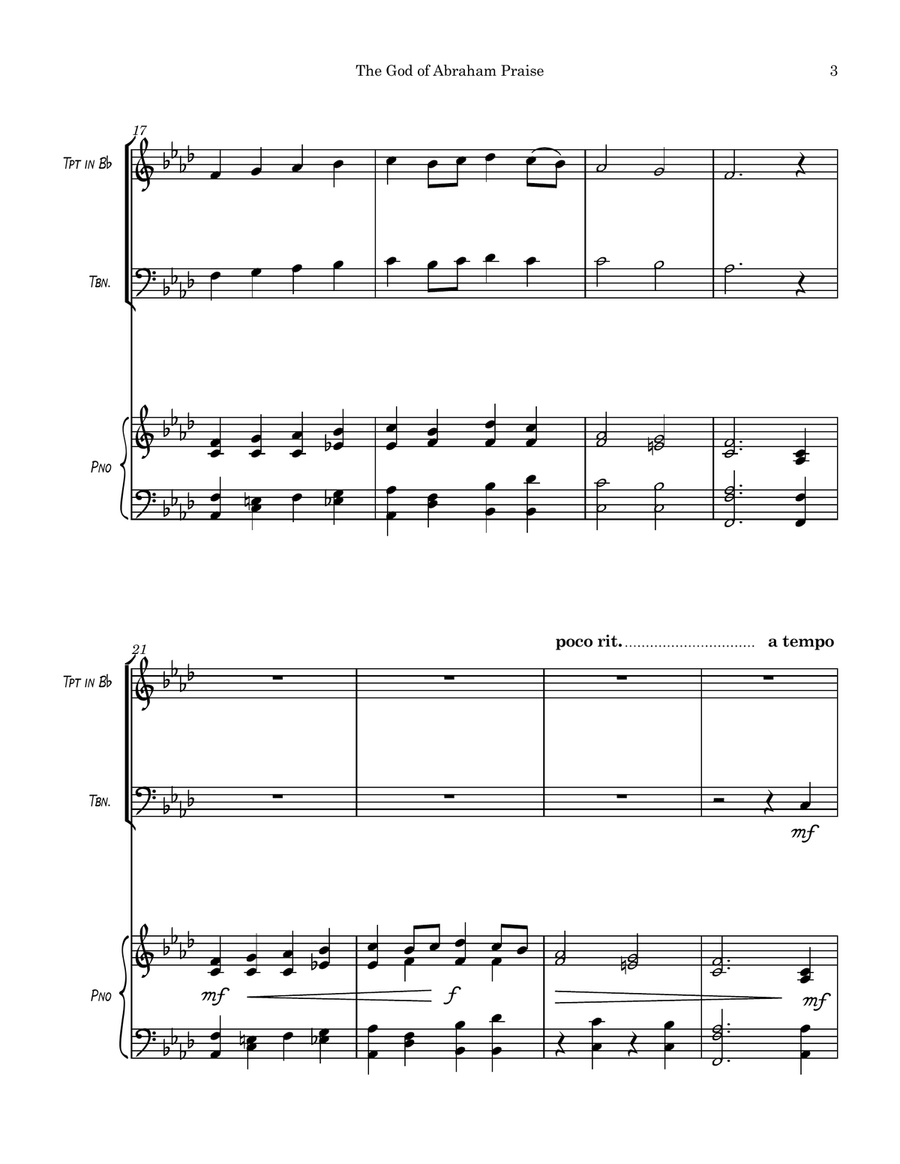 The God of Abraham Praise Trombone Duet scores gallery preview page 4