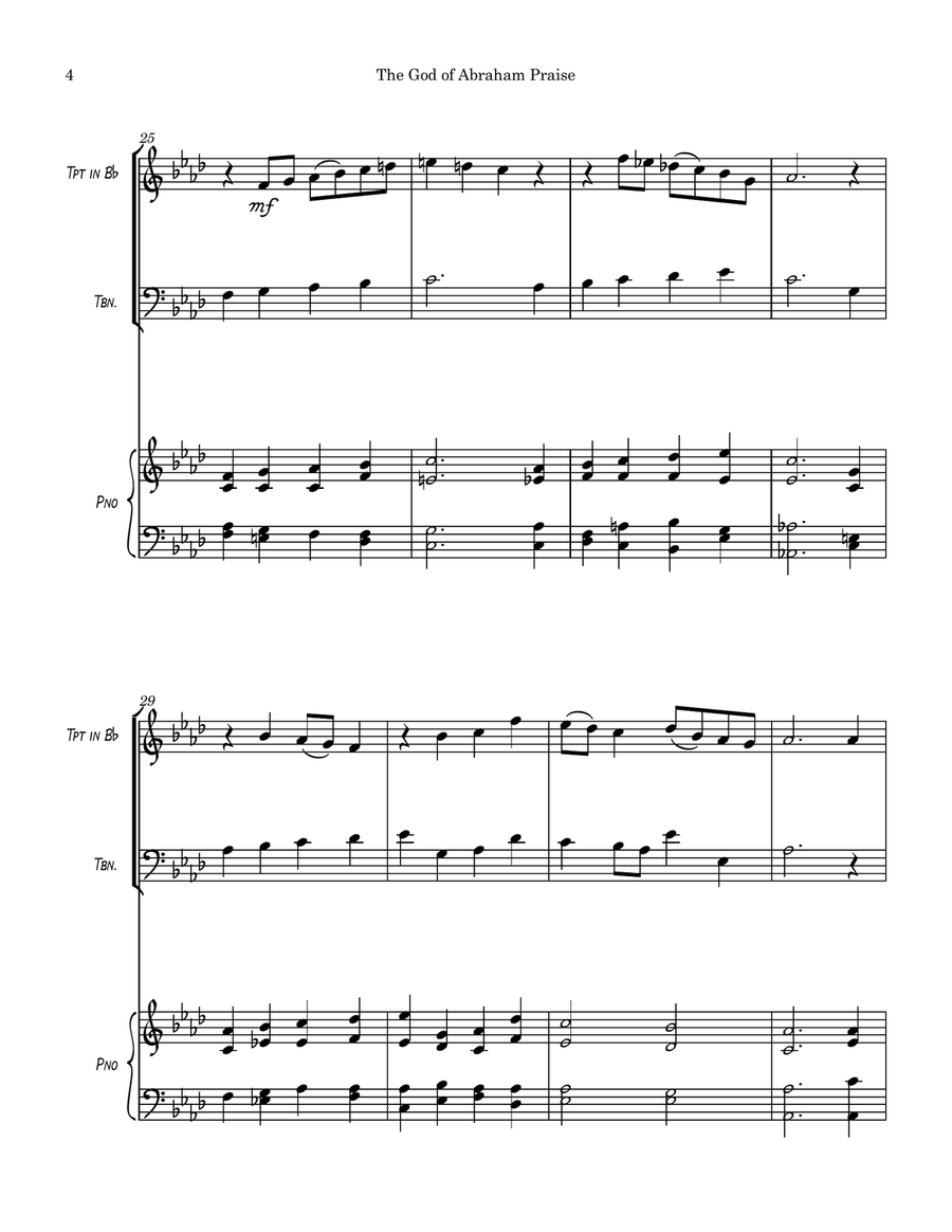 The God of Abraham Praise Trombone Duet scores gallery preview page 5