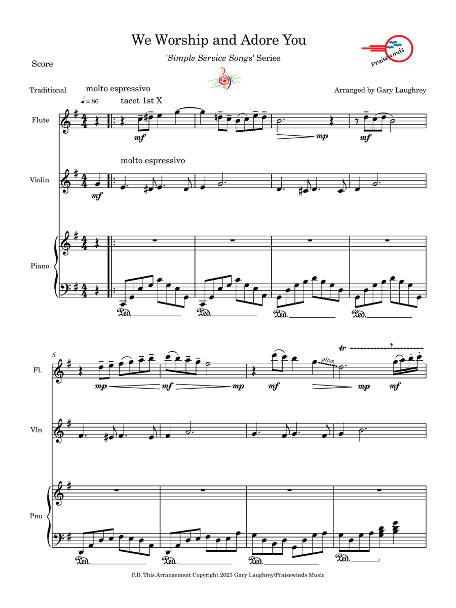 We Worship and Adore You Chamber Music scores gallery preview page 2
