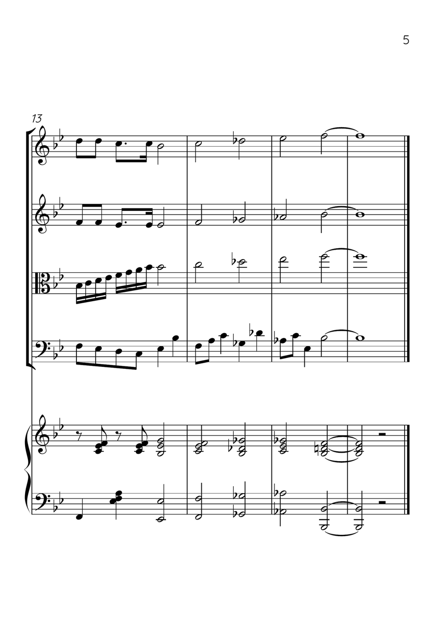 Oh! Susanna - String Quartet and Piano in Bb Major - Intermediate Level - Sheet Music String Quartet scores gallery preview page 5