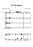 Oh! Susanna - String Quartet and Piano in Eb Major - Intermediate Level - Sheet Music
