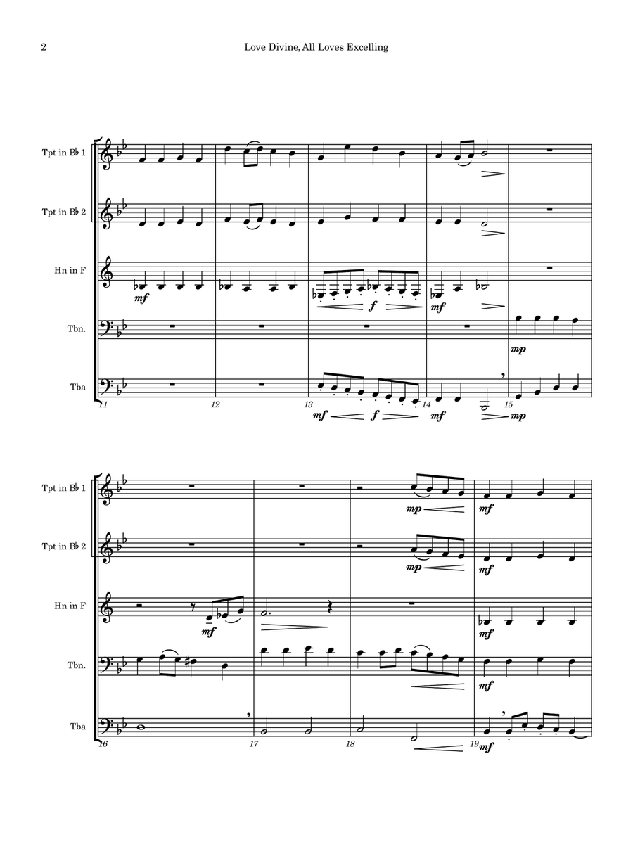 Love Divine, All Loves Excelling Brass Quintet scores gallery preview page 3